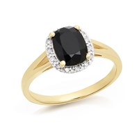 Load image into Gallery viewer, 9ct Gold Oval Sapphire And Diamond Cluster Ring - 7pts - D6708-O